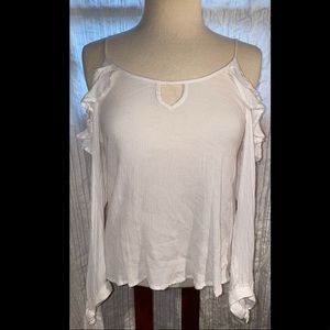 Sheer White Cold Shoulder Tank Top